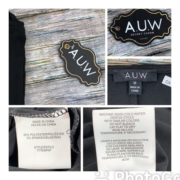 AUW NWT Black Wrap Front V-neck Ruched Sleeveless Top, Medium - Picture 16 of 16